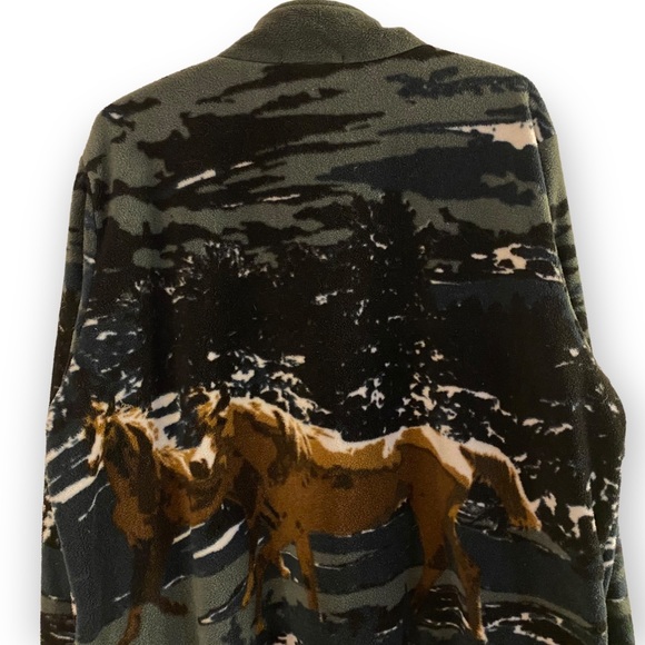 Vintage 90s Horse / Nature Print  Zip Up Fleece Shacket - Picture 7 of 14